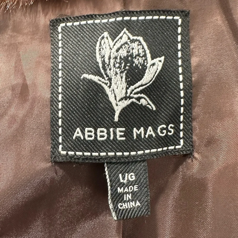 Abbie Mags Vintage Brown Faux Fur Cropped Jacket Size Large Old Money - Picture 12 of 14